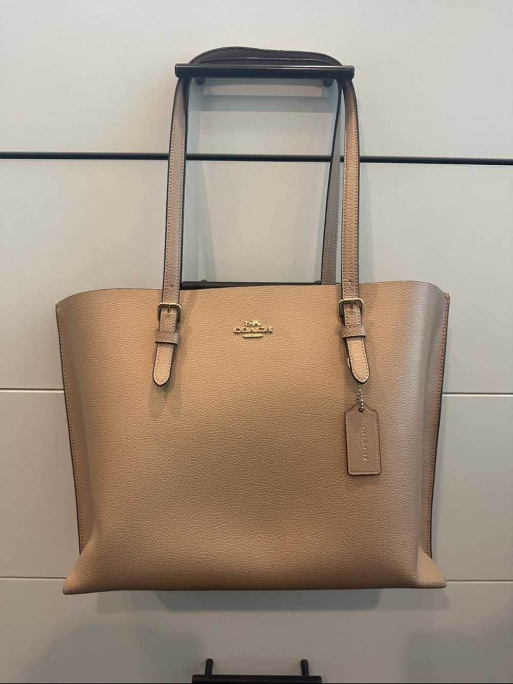Coach Tan Pebbled Leather Tote with Gold Hardware